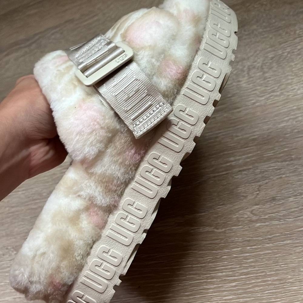 Cream cheetah ugg slippers